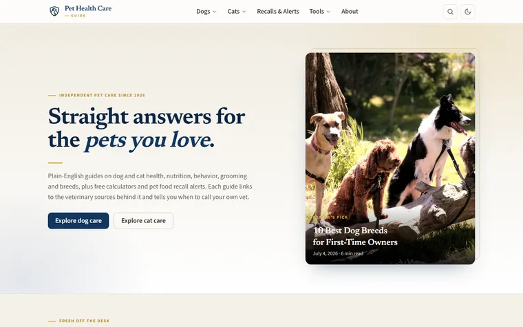 Web de Pet Health Care Guide